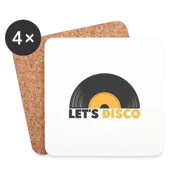 des années 70 Disco danseuse Let’s Disco Queen King - Dessous de verre (lot de 4) - blanc - Devant