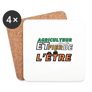 Agriculteur Et Fier De l'Etre - Dessous de verre (lot de 4) - blanc - Devant