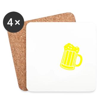 Chope de bière bière alcool bravo - Dessous de verre (lot de 4) - blanc - Devant