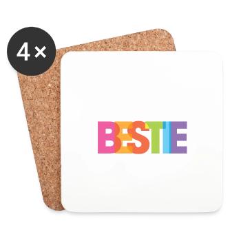 Elle est ma co-enseignante Bestie Copain de travail Meilleure amie - Dessous de verre (lot de 4) - blanc - Devant