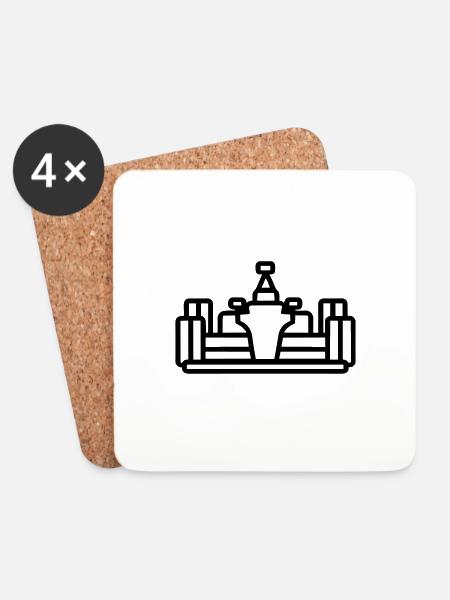 F1 Race Car - Coasters (set of 4) - white