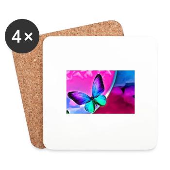 papillon - Dessous de verre (lot de 4) - blanc - Devant