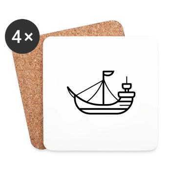 Bateau pirate - Dessous de verre (lot de 4) - blanc - Devant