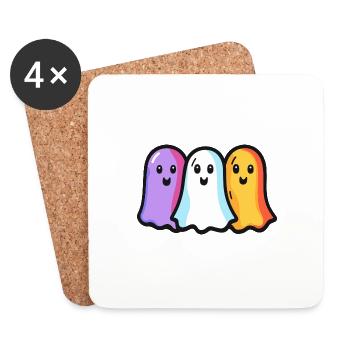 Geister Halloween Bunt - Untersetzer (4er-Set) - Weiß - Vorne
