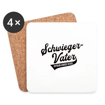 Schwiegervater 2025 Brautvater Schwiegerpapa in 25 - Untersetzer (4er-Set) - Weiß - Vorne