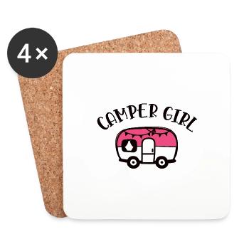 Camping Wohnwagen Campen Camper Girl - Untersetzer (4er-Set) - Weiß - Vorne