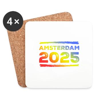 Amsterdam 2025 Colorful - Coasters (set of 4) - white - Front