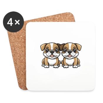 Bulldogg Hund Comic - Untersetzer (4er-Set) - Weiß - Vorne