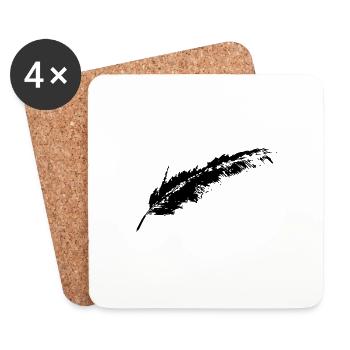 KEIKO feather Feather Freedom BW black and white Baby - Coasters (set of 4) - white - Front