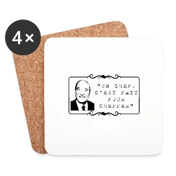 Un chef, c'est fait pour cheffer - Jacques Chirac - Dessous de verre (lot de 4) - blanc - Devant
