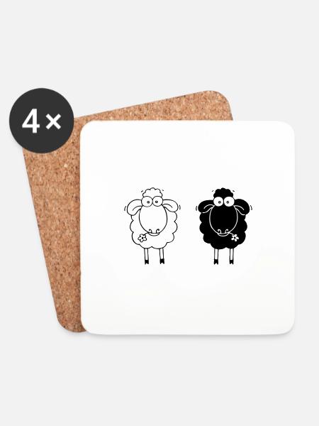 Sheep black and white - Coasters (set of 4) - white