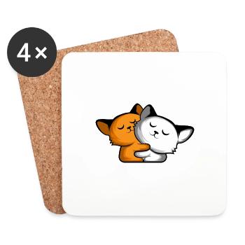 Hug Love Cat Lover and Owner Gift - Coasters (set of 4) - white - Front