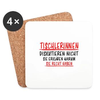 Tischlerin Lustiger Spruch Schreinerin Geschenk - Untersetzer (4er-Set) - Weiß - Vorne