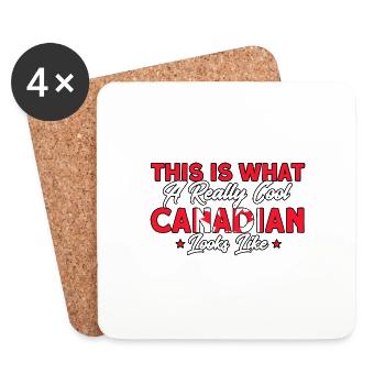 Drapeau canadien Cadeau racines canadiennes - Dessous de verre (lot de 4) - blanc - Devant