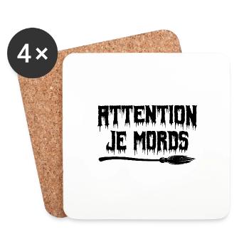 attention je mords - Dessous de verre (lot de 4) - blanc - Devant