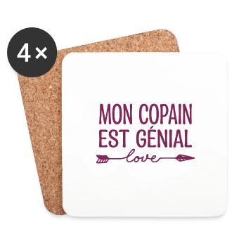 Mon Copain est génial, cadeau copain.cadeau copine - Dessous de verre (lot de 4) - blanc - Devant
