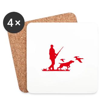 Jäger Jägerin Waidmann Waidmannsheil Logo - Untersetzer (4er-Set) - Weiß - Vorne