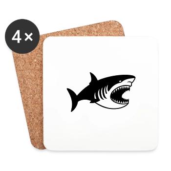 Requin - Dessous de verre (lot de 4) - blanc - Devant