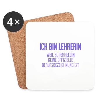 Lehrerin - Mein offizieller Superhelden-Beruf! - Untersetzer (4er-Set) - Weiß - Vorne