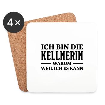 Kellnerin Spruch Kellner Beruf Kellnerin Geschenk - Untersetzer (4er-Set) - Weiß - Vorne