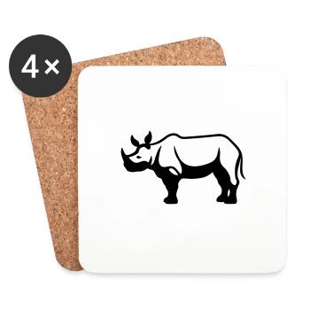 Rhinocéros - Dessous de verre (lot de 4) - blanc - Devant