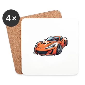 Flammender Sportwagen - Untersetzer (4er-Set) - Weiß - Vorne