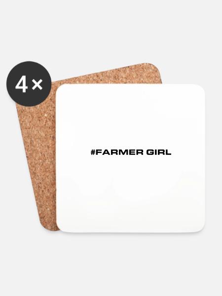 Farmer Girl Girl Heart Love - Coasters (set of 4) - white