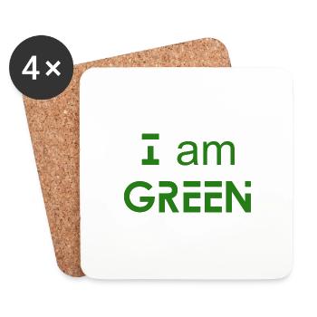 I am GREEN - Environmental awareness - Coasters (set of 4) - white - Front