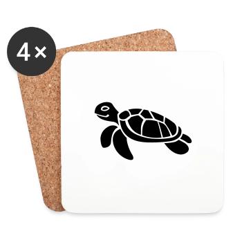 Schildkröte - Untersetzer (4er-Set) - Weiß - Vorne