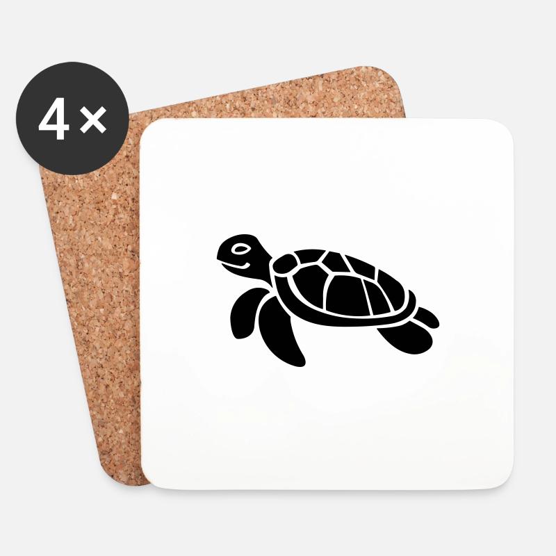 Schildkröte - Untersetzer (4er-Set) - Weiß