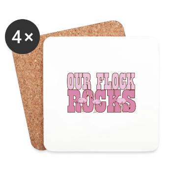 Flamingo Nos vacances d’été en famille Flock Rocks - Dessous de verre (lot de 4) - blanc - Devant