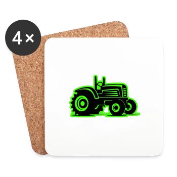 Icône de l’agriculture tracteur - Dessous de verre (lot de 4) - blanc - Devant
