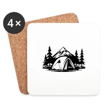 Tente de camping Nature - Dessous de verre (lot de 4) - blanc - Devant