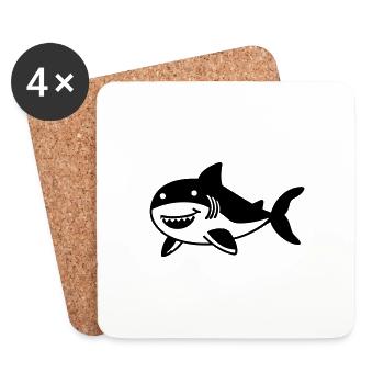 Requin - Dessous de verre (lot de 4) - blanc - Devant