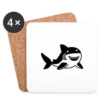Requin - Dessous de verre (lot de 4) - blanc - Devant