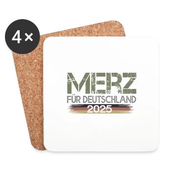 Merz für Deutschland 2025 - Untersetzer (4er-Set) - Weiß - Vorne
