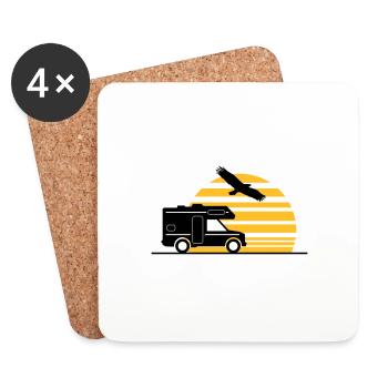 CAMPER BUS Camper Car Sun - Coasters (set of 4) - white - Front