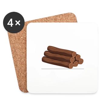 Stack of logs dark brown - Coasters (set of 4) - white - Front