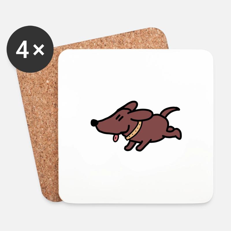 Hund Dackel Comic - Untersetzer (4er-Set) - Weiß