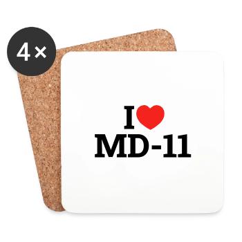 J'adore MD-11 - Dessous de verre (lot de 4) - blanc - Devant