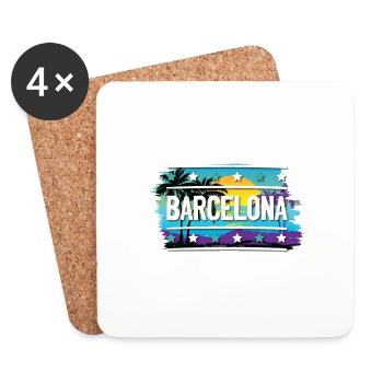 Barcelone - Dessous de verre (lot de 4) - blanc - Devant