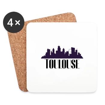 Toulouse France Ville Vacances Cadeau Rengaine - Dessous de verre (lot de 4) - blanc - Devant