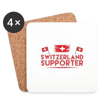 switzerland supporter. fan de suisse. - Dessous de verre (lot de 4) - blanc - Devant