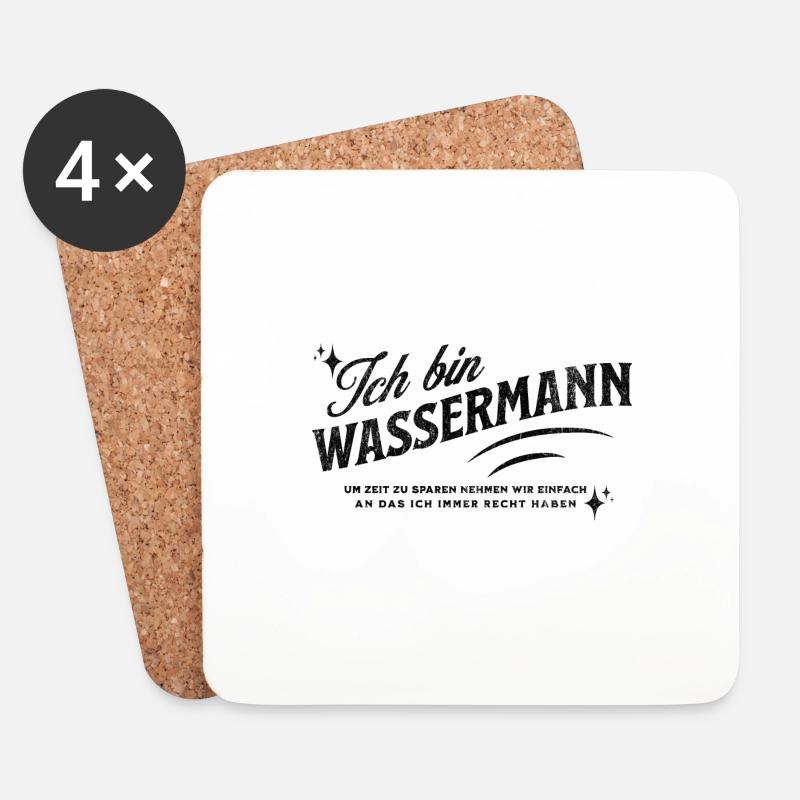 Sternzeichen Geschenke Wassermann Spruch - Untersetzer (4er-Set) - Weiß