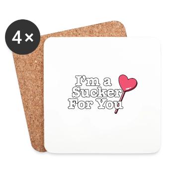 Drôle de citation de la Saint-Valentin Je suis un suceur pour toi - Dessous de verre (lot de 4) - blanc - Devant