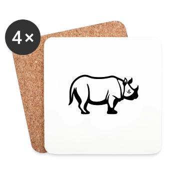 Rhinocéros - Dessous de verre (lot de 4) - blanc - Devant