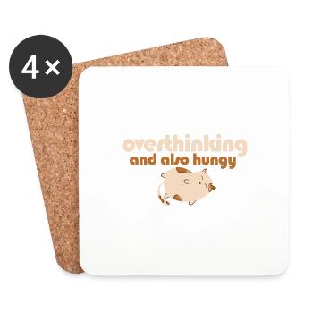 Cat Owner Foodie Overthinking And Also Hungry - Coasters (set of 4) - white - Front