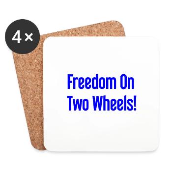 Freedom on Two Wheels - Cyclist Design - Coasters (set of 4) - white - Front