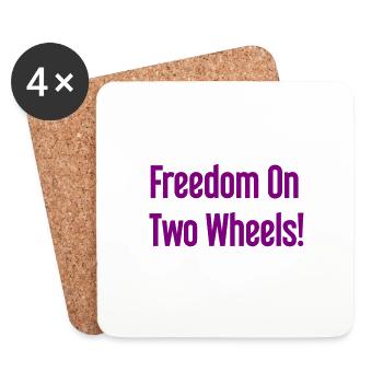 Freedom on Two Wheels - Cyclist Design - Coasters (set of 4) - white - Front