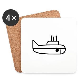 bateau Sous-marin - Dessous de verre (lot de 4) - blanc - Devant